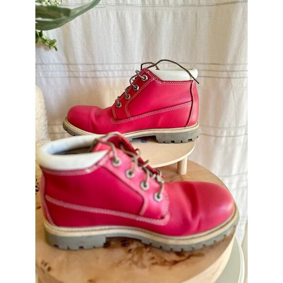 Timberland Nellie Chukka Waterproof Boots Pink Leather Women’s Size 8 Y2K - Picture 6 of 8